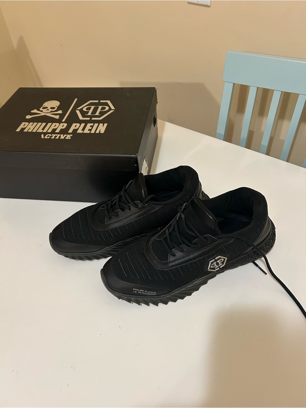 Philipp Plein Black Men's Low-Top Logo Sneakers